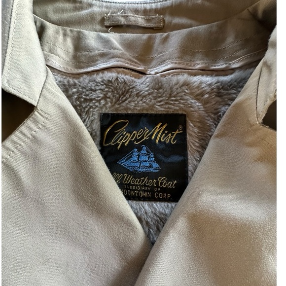 Clipper Mist Vintage Trench Coat • Khaki • Removable Fur Interior • Size 46 Reg. - Picture 4 of 8